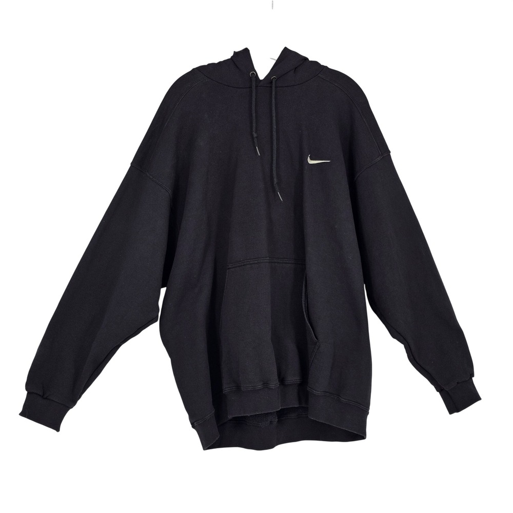 Nike Pullover Hoodie XL Black Y2K Vintage Streetwear Embroidered Oversized Boxy